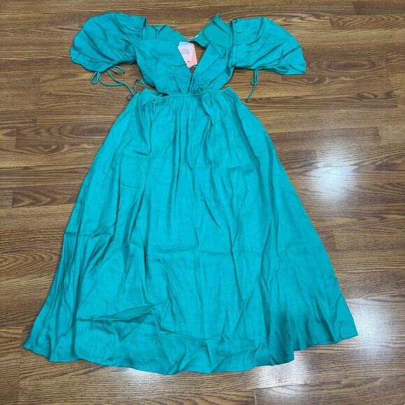 CULT GAIA Emerald green Erba Charlize Cut Out Midi Dress XS - Picture 14 of 14